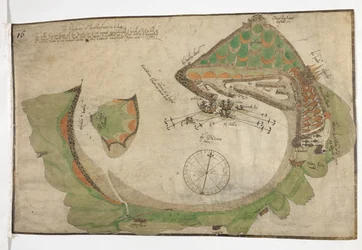 Plan der Stadt und des Hafens von San Sebastian, gezeichnet von Richard Poulter, Juni 1585