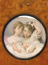 Porträtminiatur der Großfürstinnen Olga (1895-1918), Tatiana (1897-1918) und Maria (1899-1918) von Russland, um 1900
