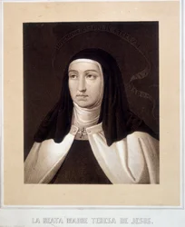 Porträtbüste von Saint Therese von Jesus (oder Saint Therese von Avila) (1515-1582), Gravur