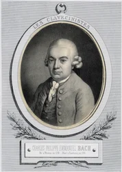 Porträt im Medaillon von Charles Philippe Emmanuel Bach (1714-1788), Sohn von Johann Sebastian Bach, n.d. 19. Jahrhundert