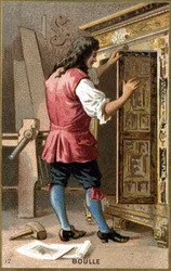 Porträt von André Charles Boulle (1642 - 1732) französischer Kunsttischler. Chromolithografie des 19. Jahrhunderts