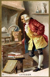Porträt von Antoine Laurent de Lavoisier (1743 - 1794), französischer Chemiker. Chromolithografie des 19. Jahrhunderts.