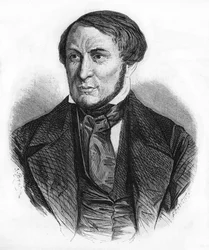 Porträt von Auguste Barbier (1805 - 1882), französischer Schriftsteller. Gravur von 1870