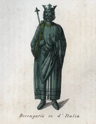 Porträt Berengars II., König von Italien (900-966), auch Berengar von Ivrea (Berengario, König von Italien) - Stich aus „Usi e Costumi di Tutti i Popoli dell