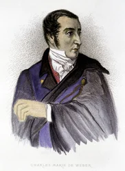 Porträt von Carl Maria von Weber, deutscher Komponist (1786-1826) - Gravur