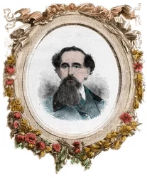 Porträt von Charles Dickens (1812-1870) englischer Schriftsteller, Gravur