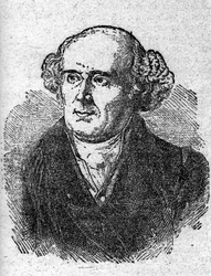 Porträt von Christian Hahnemann (1755 - 1843), Begründer der Homöopathie. Gravur aus dem 19. Jahrhundert
