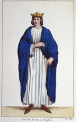 Porträt von Chlodwig II. (? - 657), König von Neustrien, Burgund und Austrasien, Gravur von 1830