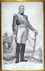Porträt von Edouard Adolphe Casimir Joseph Mortier, Herzog von Trevise (1768-1835), Marschall von Frankreich, Gravur des 19. Jahrhunderts