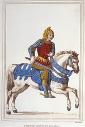 Porträt von Etienne de Vignoles oder Vignolles genannt La Hire (Lahire). Französischer Krieger 1390-1443. Gravur von 1830