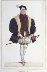 Porträt von Franz II. (1544 - 1560), König von Frankreich, Gravur von 1830