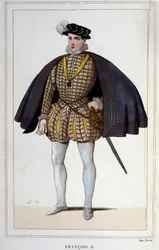 Porträt von Franz II. (1544 - 1560), König von Frankreich, Gravur von 1830