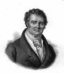Porträt von François Broussai (1772 - 1838), Professor an der Medizinischen Fakultät in Paris, Gravur des 19. Jahrhunderts