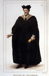 Porträt von François de Fougerolles, Latinist, Doktor der Medizin. Er lebte im 16. Jahrhundert. Gravur von 1830