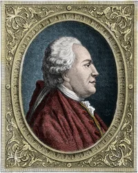 Porträt von Franz-Anton Mesmer (1734-1815) (Frederic Antoine Mesmer - Franz Anton Mesmer) deutscher Arzt, Begründer der Theorie des tierischen Magnetismus (Mesmerismus). Farbige Gravur aus dem 19. Jahrhundert