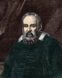 Porträt von Galileo Galilei genannt Galileo (1564-1642). Gravur aus dem 19. Jahrhundert