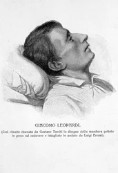 Porträt von Giacomo Leopardi auf seinem Sterbebett