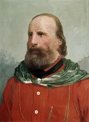 Porträt von Giuseppe Garibaldi in rotem Hemd