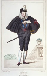 Porträt von Heinrich III. (1551 - 1589), König von Frankreich (Stich von 1830)