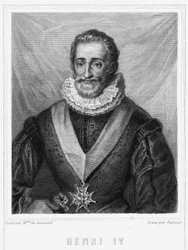 Porträt von Heinrich IV. (1553-1610), König von Frankreich - in „Histoire des Français“ von Lavallée, Gravur, undatiert.