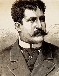Porträt des italienischen lyrischen Sängers Mattia Battistini (1857-1928). Gravur des 19. Jahrhunderts.