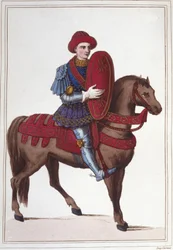 Porträt von Jean Poton, Herr von Xaintrailles, oder von Saintrailles, Marschall von Frankreich (ca. 1400 bis 1461). Er war einer der Gefährten von Jeanne d