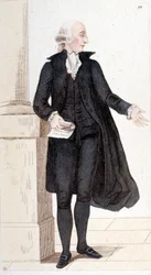 Porträt von Jean Sylvain BAILLY (1736-1793), Schriftsteller, Astronom und Politiker, gewählt in die Académie française. Autor der Geschichte der Astronomie. Er wurde guillotiniert, weil er Ludwig XVI. bei der Flucht half. Gravur von 1830.