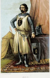 Porträt von Johann I., genannt der Siegreiche (1268-1294), Herzog von Brabant. Chromolithographie des 19. Jahrhunderts