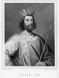 Porträt von Ludwig VII. der Jüngere (1120-1180), König von Frankreich - in "Histoire des Français" von Lavallée, Gravur, sd