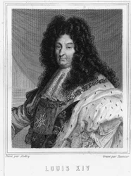 Porträt von Ludwig XIV. (1638 - 1715), König von Frankreich - in „Histoire des Français“ von Lavallée, Gravur, sd.