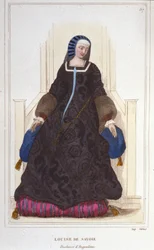 Porträt von Louise de Savoie, Herzogin von Angoulême und Mutter von François I (1476 - 1531), Gravur von 1830