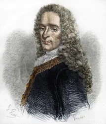 Porträt von Marie-François Arouet de Voltaire (1695-1778), französischer Schriftsteller.