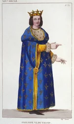 Porträt von Philipp VI. von Valois (1293-1350), König von Frankreich. Gravur von 1830