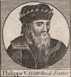 Porträt von Philipp V. der Lange (1294 - 1322), König von Frankreich - Gravur aus „Instruction sur l