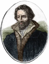 Porträt von Philipp Melanchthon (1497-1560), deutscher Religionsreformer. Gravur aus dem 19. Jahrhundert