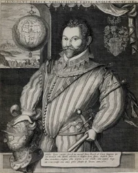 Porträt von Sir Francis Drake (ca. 1540-1596), englischer Navigator.
