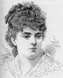 Porträt von Sophie Croizette, französische Schauspielerin, Mitglied der Comédie-Française von 1868 bis 1882. Gravur in „Le Monde Illustré“ Nr. 1168 vom 16. August