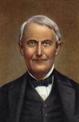 Porträt von Thomas Alva Edison, amerikanischer Wissenschaftler und Erfinder.