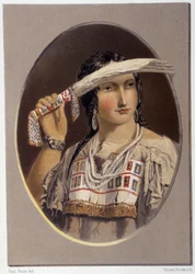 Porträt eines Mischlingsindianers - in „Wandering of an Artist among the Indians of North America“ von Paul Kane, Longmans & Roberts, London