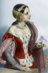 Porträt der Königin von England Isabelle von Frankreich (Isabella von Frankreich) (1295-1358), Gemahlin König Eduards I. 19. Jahrhundert