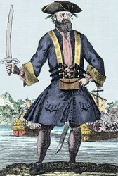 Porträt des Piraten Edward Teach, genannt Barbenoire (Blackbeard oder Schwarzbart)