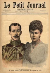 Porträts anlässlich der Bekanntgabe ihrer Heirat von Prinz Albert Victor, Herzog von Clarence und Avondale mit Mary von Teck, Le Petit Journal, 9/01/1892