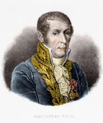 Porträt von Alessandro Volta, italienischer Physiker, Erfinder der elektrischen Batterie, 19. Jahrhundert