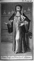 Religiöser Orden. Religiöse Dame des Ordens von St. Stephan in der Toskana im 16. Jahrhundert. In „History of Military Orders or Knights, Seculiere and Regular Militia of both sexes, which have been established so far. Edition taken from Abbe Giustiniani, 