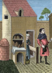 Darstellung eines Bäckers im 15. Jahrhundert.