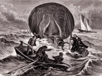 Rettung des Habs-Balls, veranstaltet von Herrn und Frau Durouf. Schiffbruch an der Küste Englands am 1. September