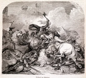 Richard in Palästina. Illustration in „Geschichte der Päpste, Könige, Königinnen, Kaiser durch die Jahrhunderte“ von Maurice Lachatre 1857