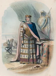 Richilde von den Ardennen (oder Richilde von der Provence) (ca. 845 - 2. Juni 910, Königreich Niederburgund) war die zweite Gemahlin von Karl dem Kahlen, König und Kaiser der Franken - Porträt von Richilde von den Ardennen oder Richilde von der Provence (c