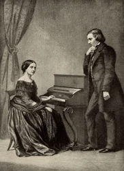 Robert Schumann (1810-1856) mit seiner Frau