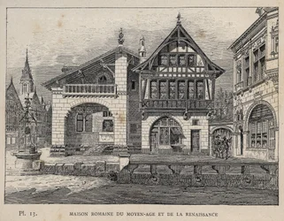 Römisches Haus des Mittelalters und der Renaissance - Gravur von 1889 in „Histoire de l